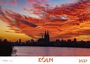 KÖLN 2027. Abendlicher Himmel in leuchtendem Orange über der Silhouette des Kölner Doms und der Skyline am Fluss.