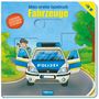 "Mein erstes Spielbuch: Fahrzeuge", "Drehen Schieben Staunen”, zeigt ein Polizeiauto mit einem Polizisten.