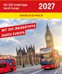 "Mit 365 Insidertipps durch Europa", "2027", "MARCO POLO". Big Ben, Westminster und rote Doppeldeckerbusse in London.