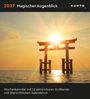 2027 Magischer Augenblick. Wochenkalender mit 53 abtrennbaren Grußkarten. Sonnenuntergang hinter einem Torii im Wasser.