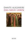 "Dante Alighieri, Das Neue Leben, Boer" steht über einem Gemälde mit vier Figuren in mittelalterlicher Kleidung.