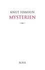 „Knut Hamsun, Mysterien, BOER“. Weißer Buchumschlag mit schlichtem Design.