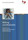 "Bilden und Medialität" zeigt Person mit Handy. Rechteckige, bunte Fragmente verdecken das Gesicht, Logo oben rechts.