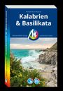 Buchtitel: „Kalabrien & Basilikata“ von Annette Krus-Bonazza. Küstenlandschaft mit Felsen, Meer und blühenden Pflanzen. Logo des Verlags.