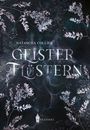 Text: "Natascha Collier, Geisterflüstern". Hintergrund: Dunkles, mystisches Design mit blassen Blättern und Lichtpunkten.