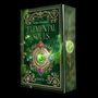 „Yvonne Wundersee, Elemental Souls, Earth“. Ein Buchcover mit grünen und goldenen Verzierungen, Edelsteinen und Pflanzenmotiven.