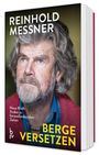 "Reinhold Messner: Berge versetzen - Neue Kraft finden in herausfordernden Zeiten." Ein Porträt eines Mannes mit Bart.