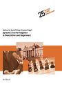 "Sprache und Partizipation in Geschichte und Gegenwart" oben. Unten Bilder: Mikrofon, Gebäude, Schachfiguren.