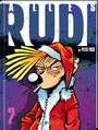 "ALLES RUDI" in großen Buchstaben, "by PETER PUCK". Illustration: mürrische Figur im Weihnachtskostüm mit Zigarette.