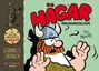 "Hägar der Schreckliche" in großen roten Buchstaben. Illustration eines Wikingers mit Helm und Bart. Links Text über Comicsammlung.