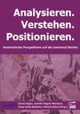 "Analysieren. Verstehen. Positionieren." Feministische Perspektiven auf rechte Extreme. Graffiti einer Person im lilafarbenen Stil.