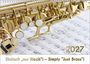 “Einfach ‚nur Blech‘! – Simply ‘Just Brass’! 2027.” Ein glänzendes Blechblasinstrument vor Notenblättern.