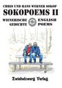 "SOKOPOEMS II" von Chris und Hans Werner Sokop. Gedichte auf Deutsch und Englisch. Zwei Männer auf einer Bank im Herbstwald.