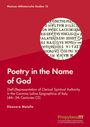 Text: "Poetry in the Name of God", darunter ein akademischer Untertitel und der Name "Eleonora Maiello". Roter Hintergrund.