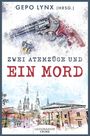 "Gepo Lynx (Hrsg.), Zwei Atemzüge und ein Mord. Aquarell: Revolver, Patronen, Gebäudeskizze. 'LEGiONARiON Crime'."