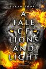 „A TALE OF LIONS AND LIGHT“ steht in großen Buchstaben, davor ein Löwe mit leuchtenden Augen und Flammen.