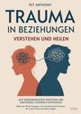 Titel: TRAUMA IN BEZIEHUNGEN. Silhouetten eines Mannes und einer Frau, verbunden durch wirre Linien im Kopf.