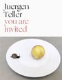 Text: "Juergen Teller you are invited".  
Ein Teller mit einer gelben Frucht und einer Schnecke darauf.