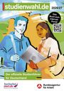 "studienwahl.de 2026/27", zwei stilisierte junge Menschen mit Laptop, Texte zu Studienführer, Logos von hochschulstart.de und Bundesagentur.