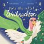 "Pute Ute rettet Weihnachten" in großer Schrift. Illustration: Eine fröhliche Pute mit Schal, daneben ein geschmückter Weihnachtsbaum.