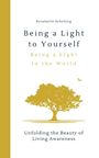 „Being a Light to Yourself, Being a Light to the World“. Gelber Baum, kleiner Vogel, minimalistisches Design.