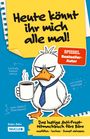 „Heute könnt ihr mich alle mal!“ Illustration einer genervten Ente im Bürooutfit mit Kaffeetasse.