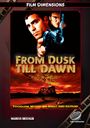 Oben "FILM DIMENSIONS", mittig "FROM DUSK TILL DAWN". Zwei Männer mit Waffen, unten viele Fledermäuse vor rotem Himmel.