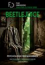 Logo „FD Film Dimensions“ oben. „BEETLEJUICE. Psychologie des Makabren“ in großem Text. Ein gestreifter Anzug auf einem Stuhl.