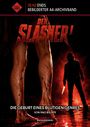 DEAD ENDS Bebilderter A4-Archivband, DER SLASHER, blutige Beine, Silhouette mit Messer, rot und dunkel gehalten.