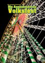 "Die geregelte Erholung: Die Ausnahmezone Volksfest" in gelb auf einem beleuchteten Riesenrad vor schwarzem Himmel.