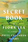 "The Secret Book of Flora Lea" von Patti Callahan Henry. Landschaft mit Fluss und Feldern bei Sonnenuntergang.
