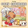 "Cozy Capybara: Niedliches & Entspannendes Malbuch." Illustration eines Bären mit Regenschirm und weiteren Tieren.