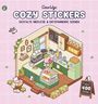 Text: "CocoWyo Cozy Stickers: Gestalte niedliche & entspannende Szenen, über 400 Sticker". Illustration eines gemütlichen Cafés.