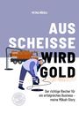 Titel: "Aus Scheisse wird Gold". Untertitel: "Der richtige Riecher für ein erfolgreiches Business – meine Mökah-Story". Oben: "Petra Möckli". Illustration: Eine Person arbeitet mit einem Schlauch vor einem orangefarbenen Wagen.