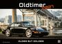 „Oldtimer 2027“, „OLDIES BUT GOLDIES“. Ein schwarzer Oldtimer-Porsche steht vor einer großen Brücke.