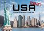 Text: "USA 2027, United States of America". Die Freiheitsstatue im Vordergrund, Skyline von New York City im Hintergrund.