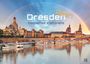 Text: "Dresden 2027 Magisches Elbflorenz". Ein Panorama der Dresdner Altstadt mit Regenbogen über der Elbe.