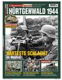 "HÜRTGENWALD 1944" in großen weißen Buchstaben. Ein altes Foto von Soldaten mit Maschinengewehr im Hintergrund.