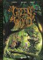 "GREEN WOOD Band 5: Das Geheimnis des Sees". Tiere laufen durch einen Wald mit einem Baumhaus. Oben sitzt eine Eule.