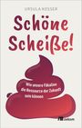 Text: "Schöne Scheiße! Wie unsere Fäkalien die Ressource der Zukunft sein können." Buchcover mit Kothaufen und Käfer.