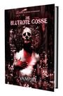 Buchtitel: "Die Blutrote Gosse" über einem gruseligen Gesicht, darunter "Vampire: Die Maskerade". Stadtlichter im Hintergrund.