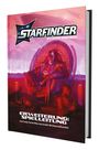 „STARFINDER Zweite Edition: Erweiterung: Spielleitung“. Eine futuristische Szene mit einem Mann auf einem Thron.