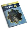 Text: "Fallout Das Rollenspiel, Der Vault, Bodenpläne". Blau-gelbes Cover, zeigt post-apokalyptische Szene durch Zahnradausschnitt.