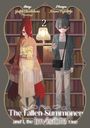 „The Fallen Summoner and I, the Invisible One“ steht unten. Zwei Personen vor Bücherregalen, eine mit Smartphone.