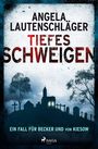 "Tiefes Schweigen" von Angela Lautenschläger, düstere Kirche mit Grabsteinen im Vordergrund, Logo unten.