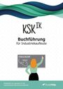 "KSK IK Buchführung für Industriekaufleute" mit Illustration einer Frau vor einer Tafel und QR-Code.