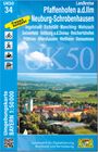 UK50 Pfaffenhofen a. d. Ilm, Neuburg-Schrobenhausen. Freizeit kompakt. Umgebungs­karte Bayern 1:50 000. Illustration einer Landschaft mit Feldern und Häusern. Logos für Radfahren, Wandern und Motorradfahren.