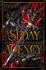 "SEDAy Agency 2, Schwur der Finsternis." Ein Schwert, Wurfsterne und Patronen vor roten Kristallen.