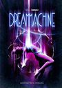 "DREAMMACHINE" zeigt eine schwebende Person in lila-blauen Tönen, umgeben von leuchtenden Linien und Lichteffekten.