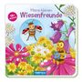 "Meine kleinen Wiesenfreunde", "18+ Monate". Illustrationen von Blumen, einer Biene und einem Marienkäfer. Logo "Trötsch Verlag".